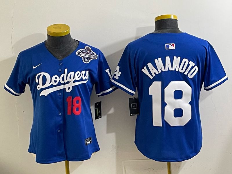 Youth 2025 Los Angeles Dodgers #18 Yamamoto Blue Game Nike MLB Jersey style 0022->youth mlb jersey->Youth Jersey